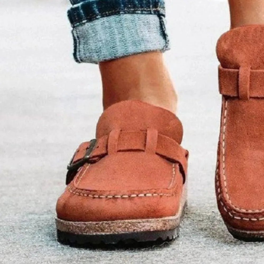 Round Toe Low Heel Buckle Loafers - Q.B.Accessories