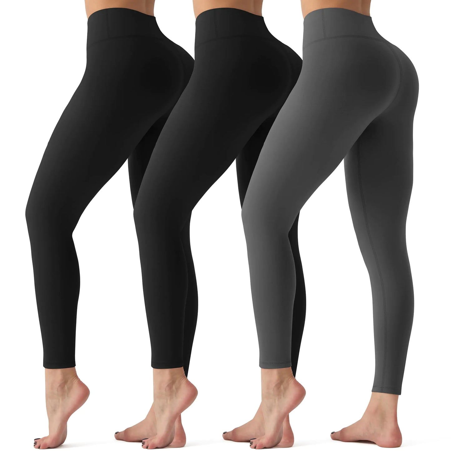 3 Pack Leggings for WomenButt Lift High Waisted Tummy Control Workout No See - Through Yoga Pants Reg & Plus Size - Q.B.Accessories