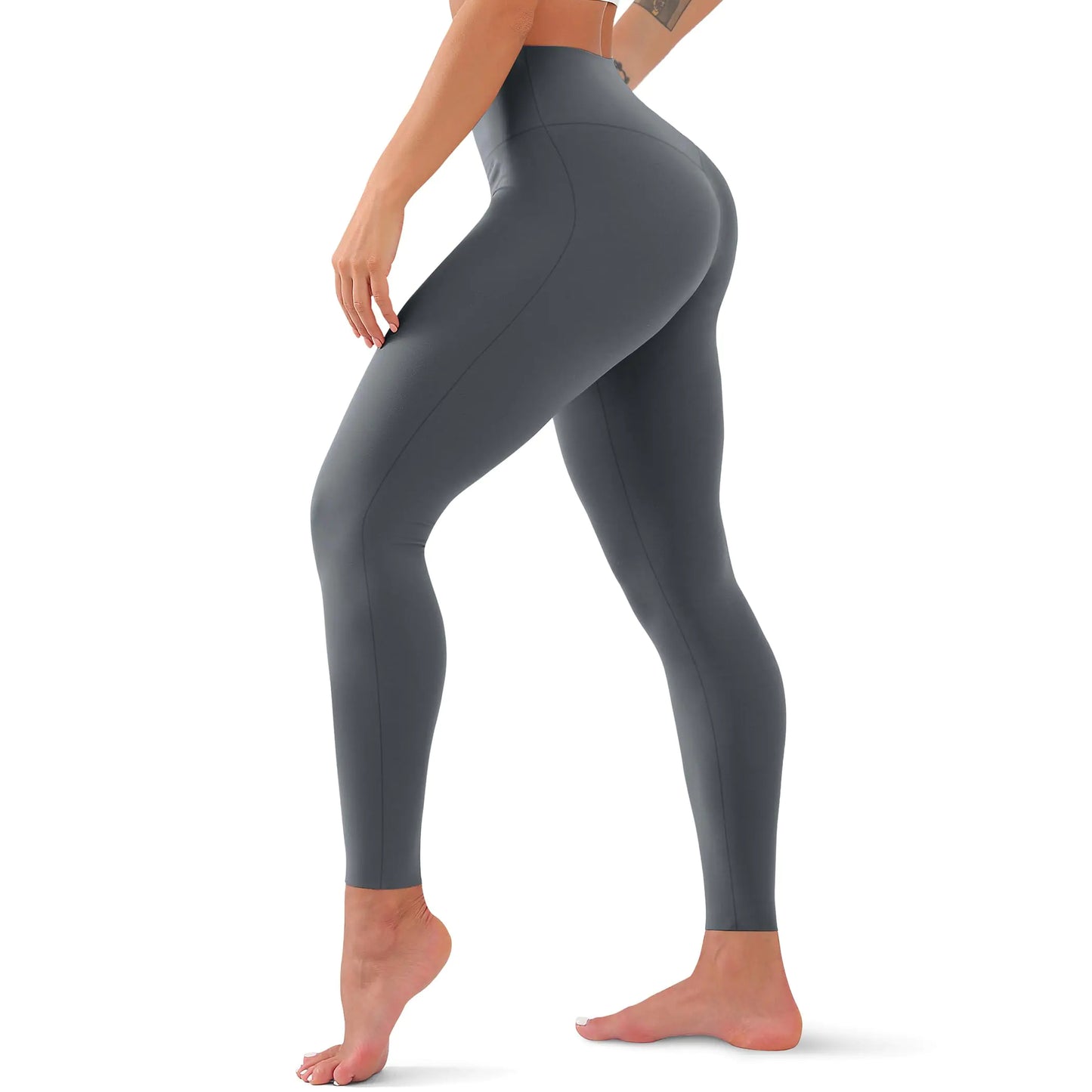 1 Pack High Waisted Leggings for Women No See Through Yoga Pants Tummy Control Leggings for Workout Running Buttery Soft (Grey 2XL) - Q.B.Accessories