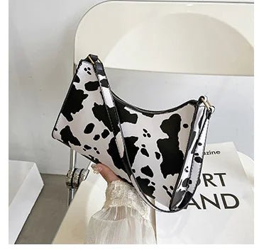 Retro Cow Spot Baguette Tote - Q.B.Accessories