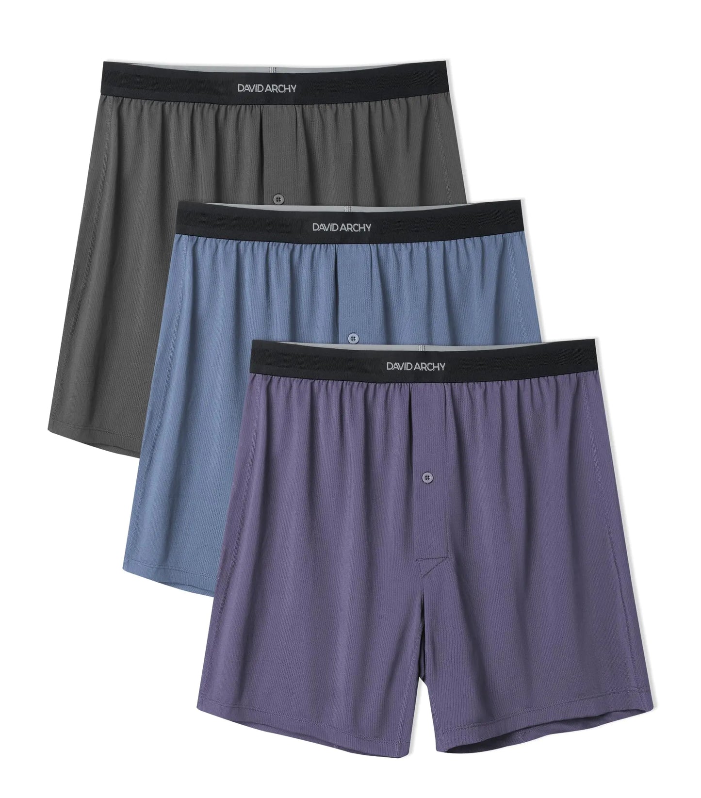 DAVID ARCHY Mens Boxer Shorts Underwear Quick Dry Breathable Mens Boxers Moisture Wicking Boxers for Men 3 Pack(LMoonlight Blue/Dark Gray/Gray Violet) - Q.B.Accessories
