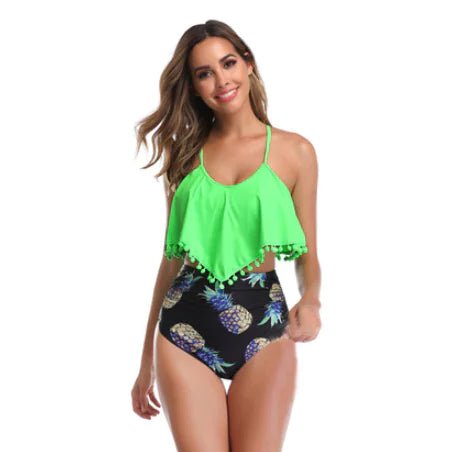 Flounce Ruffle High - Waist Bikini Set - Q.B.Accessories