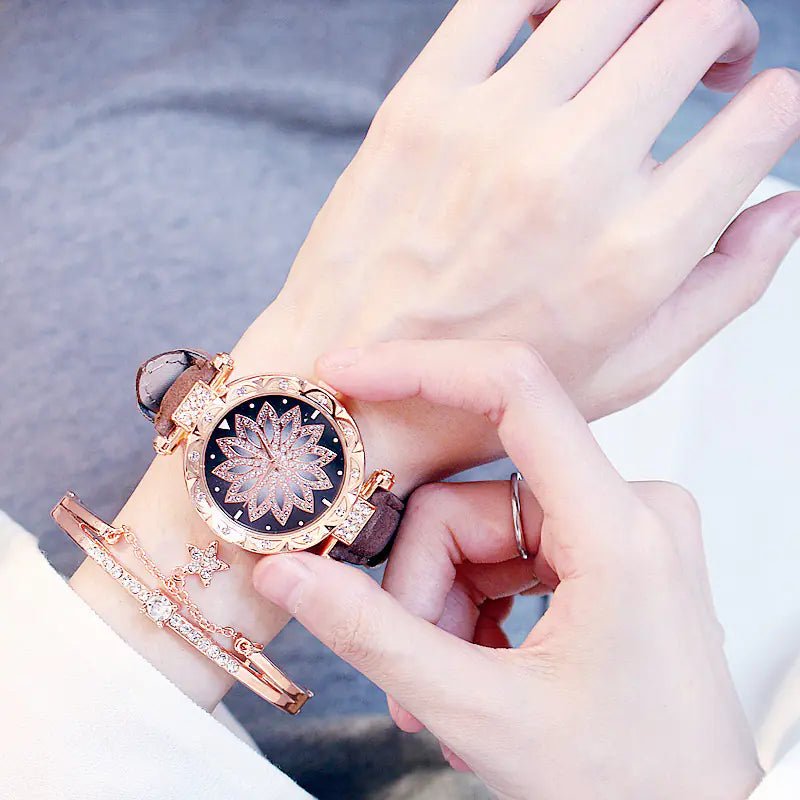 Elegant Rotating Quartz Watch – Waterproof Fashion Timepiece for Women - Q.B.Accessories