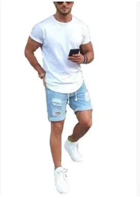Men's Relaxed Ripped Denim Shorts - Q.B.Accessories