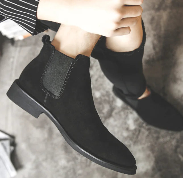 High-Top Cowhide Chelsea Boots for Men