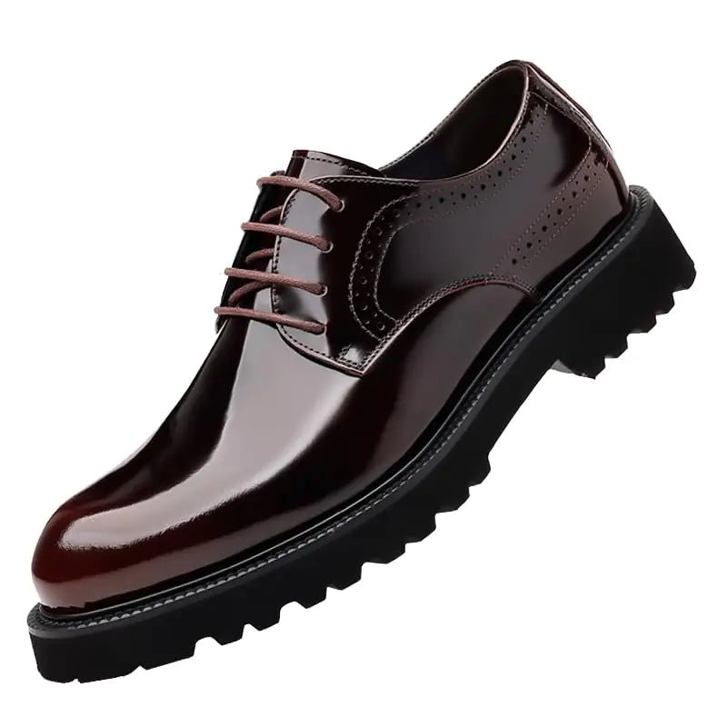 Premium Men’s Patent Leather Platform Oxfords – Anti - Slip Dress Shoes - Q.B.Accessories