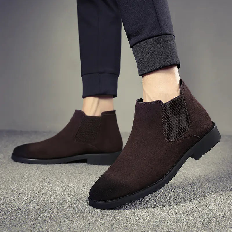 High-Top Cowhide Chelsea Boots for Men