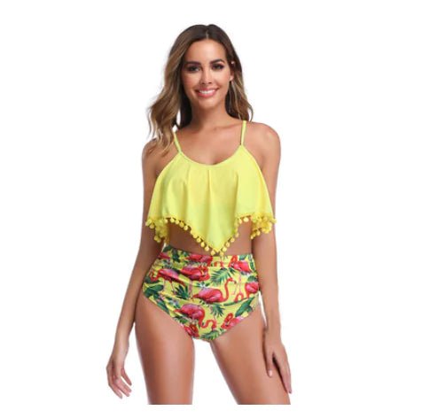 Flounce Ruffle High - Waist Bikini Set - Q.B.Accessories