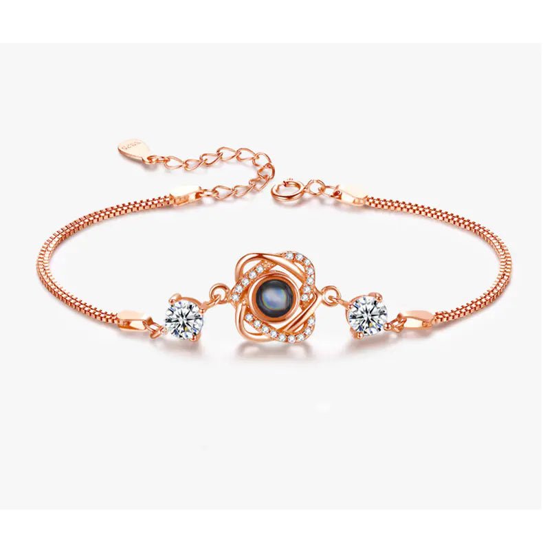 Double Heart Projection Bracelet – Silver or Rose Gold - Q.B.Accessories