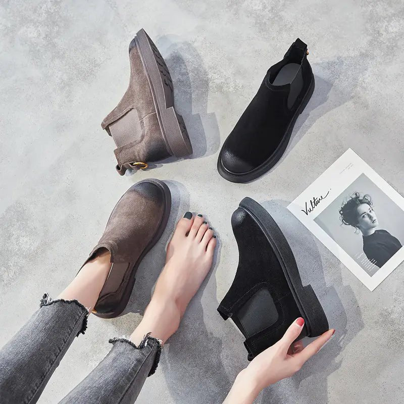 Chunky Leather Martin Boots for Women – Fall/Winter Style - Q.B.Accessories