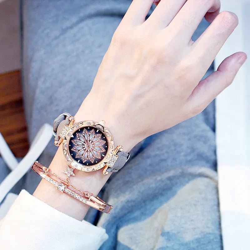 Elegant Rotating Quartz Watch – Waterproof Fashion Timepiece for Women - Q.B.Accessories