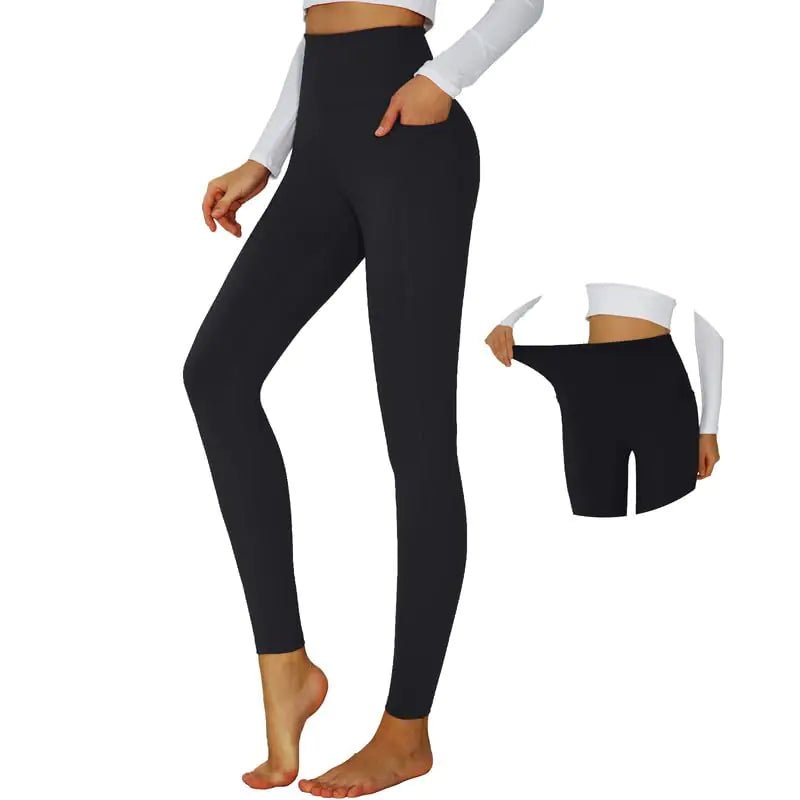 BEARTALON Yoga Leggings for Women High Waisted Yoga Pants Tummy Control Workout Leggings with Pockets Gym Hiking Casual Buttery Soft (BlackL) - Q.B.Accessories