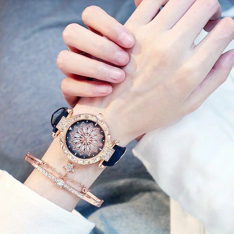 Elegant Rotating Quartz Watch – Waterproof Fashion Timepiece for Women - Q.B.Accessories