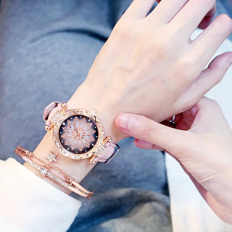 Elegant Rotating Quartz Watch – Waterproof Fashion Timepiece for Women - Q.B.Accessories