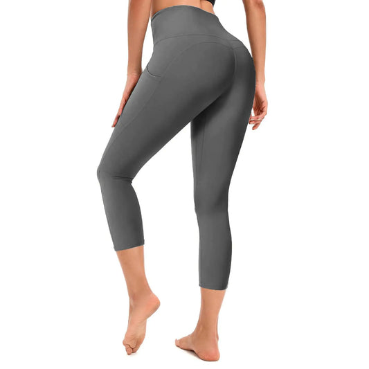 RONLIMO High Waisted Leggings with Pockets Women Buttery Soft Elastic Tummy Control Stretchy Yoga Pants Light Grey L - Q.B.Accessories