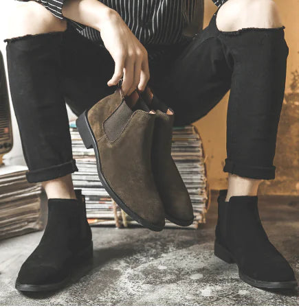 High-Top Cowhide Chelsea Boots for Men