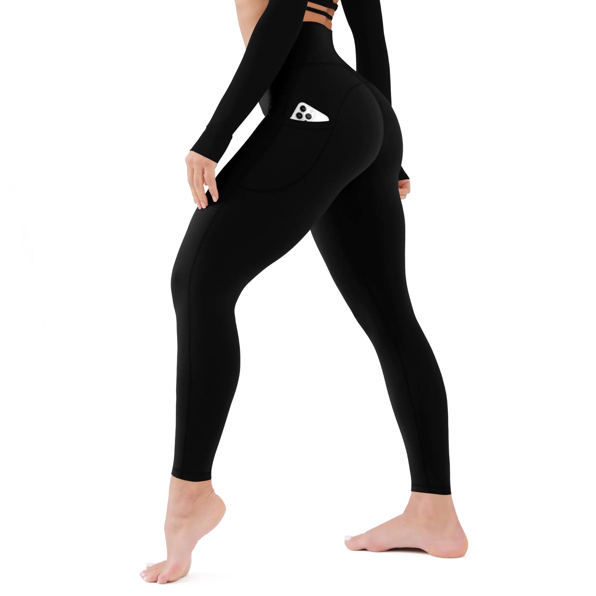 CHARMKING High Waisted Leggings for Women No Front Seam Soft Tummy Control Pants Non See Through Workout Yoga Pants for Running Plus Size (Black XX - Large 2 Pockets) - Q.B.Accessories