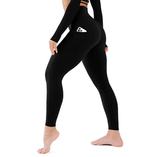CHARMKING High Waisted Leggings for Women No Front Seam Soft Tummy Control Pants Non See Through Workout Yoga Pants for Running Plus Size (Black XX - Large 2 Pockets) - Q.B.Accessories