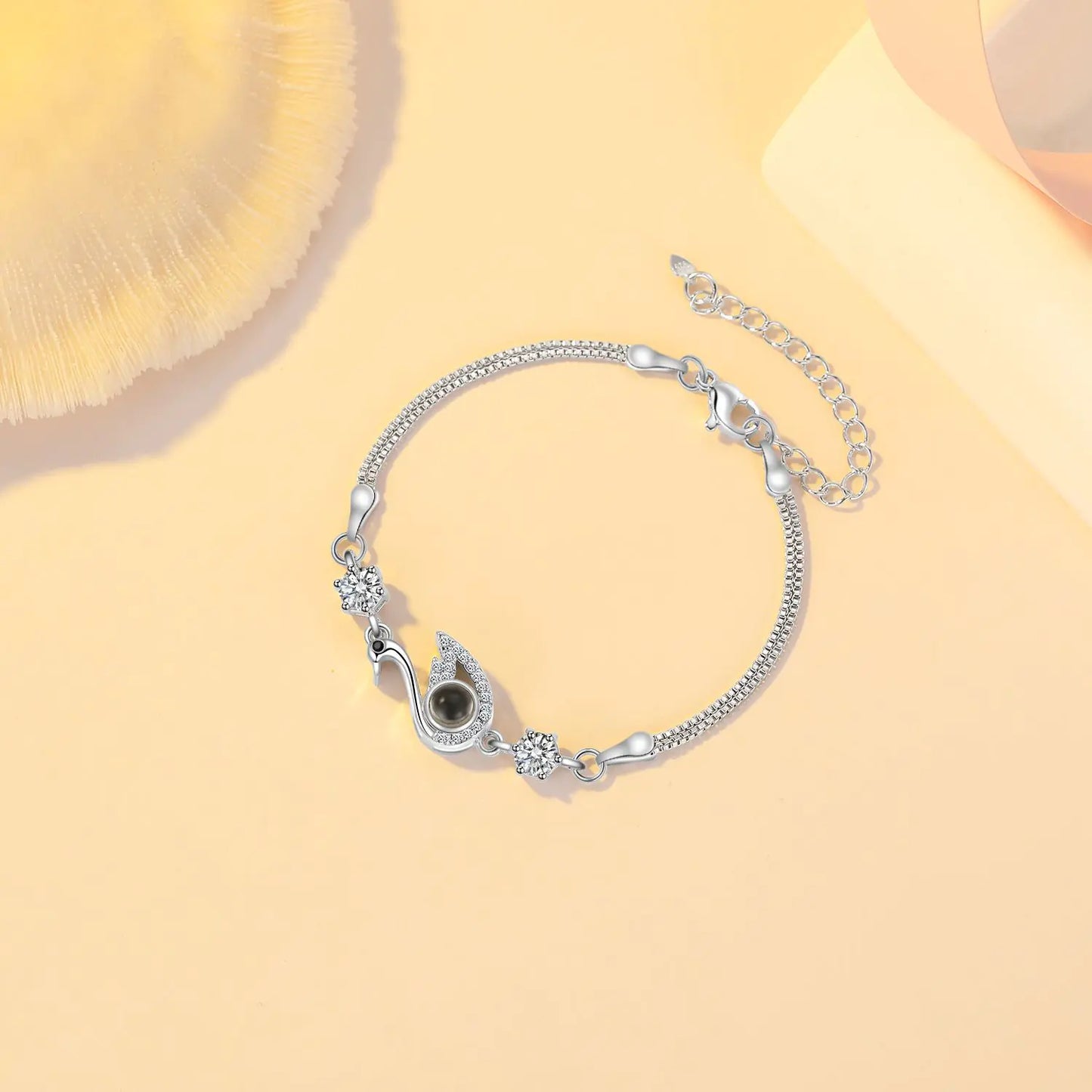 Elegant Swan Charm Zircon Bracelet – Rose Gold or Silver - Q.B.Accessories