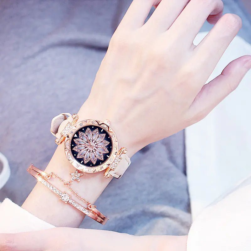 Elegant Rotating Quartz Watch – Waterproof Fashion Timepiece for Women - Q.B.Accessories