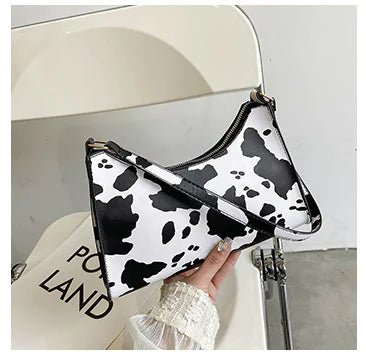 Retro Cow Spot Baguette Tote - Q.B.Accessories