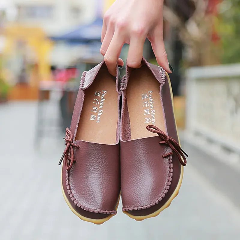 Women's Comfort Leather Nursing Flats - Q.B.Accessories