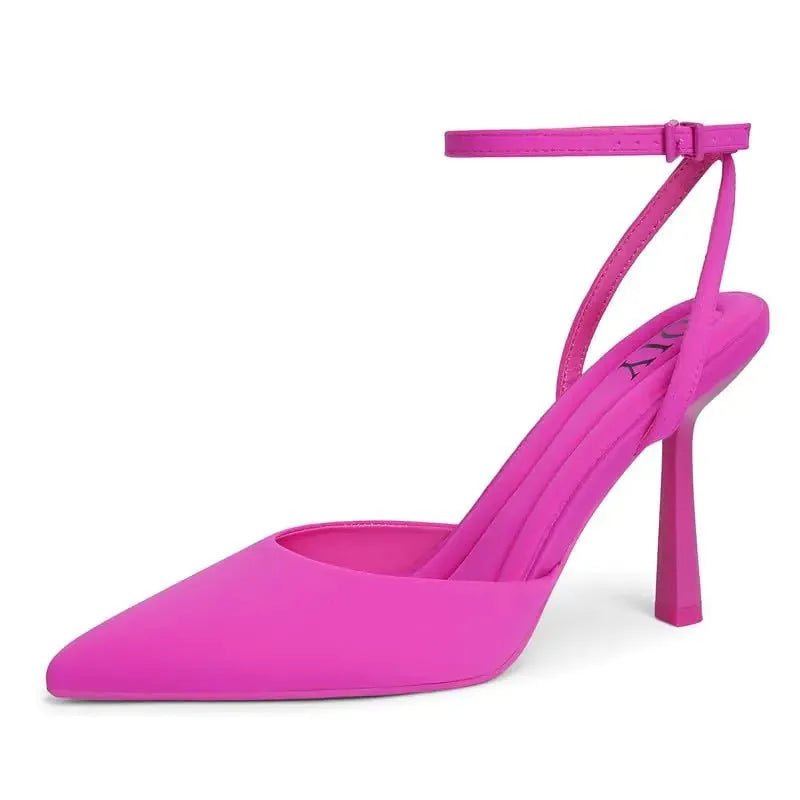 Hot Pink Kitten Heels with Ankle Strap for Women - Q.B.Accessories