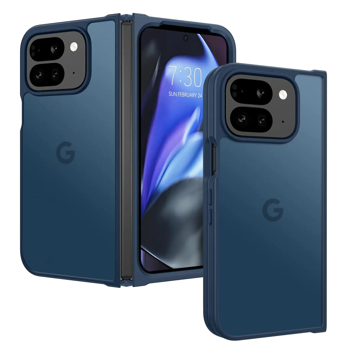 BENTOBEN for Google Pixel 9 Pro Fold Case, Translucent Matte Reveal Logo Slim Thin Shockproof Anti - Yellow Lightweight Women Men Boys Girls Protective Phone Cover Cases for Pixel 9 Pro Fold, Navy Blue - Q.B.Accessories