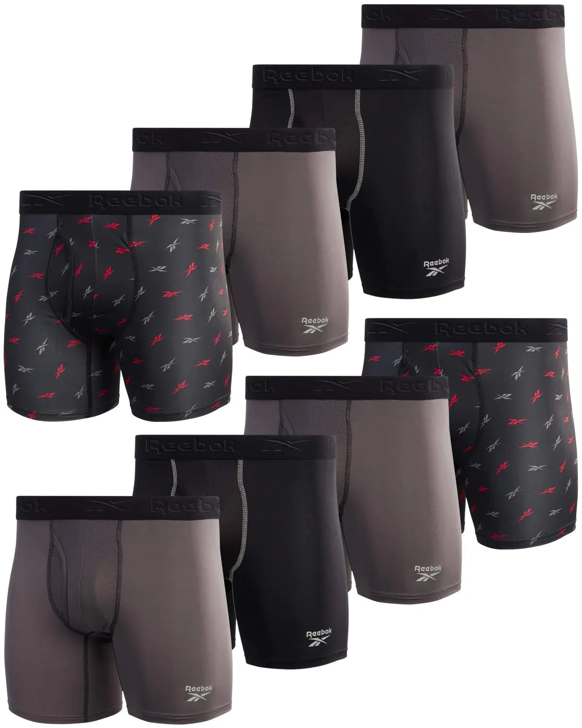 Reebok Men's 8 - Pack Active Boxer Briefs with Fly Pouch - Q.B.Accessories