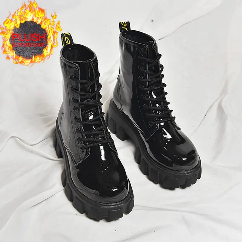 Ladies' Chunky Martin Boots - Chic Short Style - Q.B.Accessories